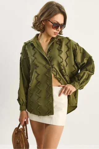 Texturiertes Übergröße Button-Up Hemd