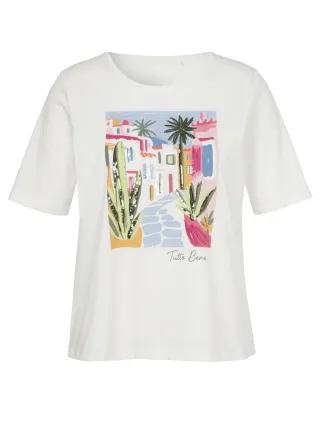 VIA APPIA DUE - T-Shirt Rundhals 1/2 Arm Motiv ecru multicolor - Gr. - 44