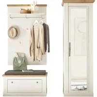 OTTO home Garderoben-Set WESTMINSTER, (3-St., Schuhbank, Wandpaneel, Garderobenschrank), im romantischen Landhausstil