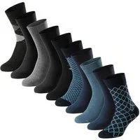Schiesser Langsocken 10er Pack Bluebird (Spar-Set, 10-Paar) Socken - Baumwolle - Atmungsaktiv - Druckfreier, bequemer Bund