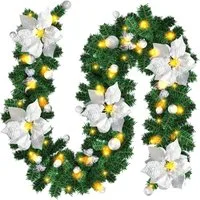 Kunstgirlande 2.7M Weihnachtsgirland Tannengirland Weihnachtdekoration 50 LEDs, Clanmacy