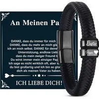 Merclix Lederarmband Lederarmband ich liebe dich Herren Papa Valentinstag Schwarz-Papa