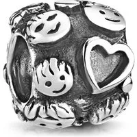 Materia Bead Smileys Gesichter Emoticons Happy Silber 895, 925 Sterling Silber, geschwärzt
