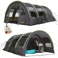 Skandika Tunnelzelt Kemi 4 Campingzelt mit 2 dunklen Schlafkabinen, Personen: 4, bewegliche Frontwand, wasserdicht, 2 m Stehhöhe, Vorzelt, Familienzelt