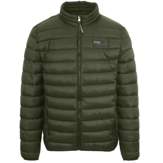 Plein Sport Patch Logo Dunne wattierte grune Jacke