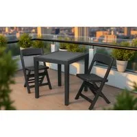 matrasa Balkonset Gartenmöbel Set in Rattanoptik - Sitzgruppe Anthrazit, (Set, 3-tlg., Tisch mit 2 Stühlen), bestehend aus 2 Klappstühlen und einem Tisch