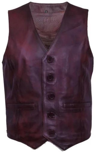 Hellbraune Lederweste, formelle traditionelle Gilet-Weste