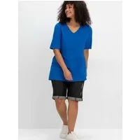 Sheego T-Shirt T-Shirt Kurzarm mit V-Ausschnitt, aus leichtem Jersey