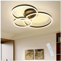 Nettlife LED Deckenleuchte Schwarz Dimmbar 82CM 74W mit 3 Ring, mit Fernbedienung, LED fest integriert, Warmweiß Neutralweiß Kaltweiß, Schlafzimmer Büro Küche Arbeitszimmer Hotel