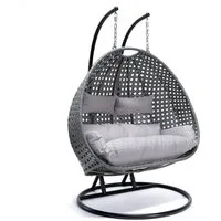 HOME DELUXE Hängesessel Polyrattan Hängesessel TWIN - inkl. Regenabdeckung (Set, 5-St., Arm, Fuß, Korb, Kissen, Kette, Karabinerhaken und Regenabdeckung), gefederte Aufhängung