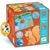 DJECO Spiel Lernspiel Lotto Domino Tiere 28–30 Teile 2 Jahren pädagogisch wertvoll, Kinderspiel