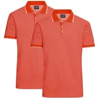 James & Nicholson Poloshirt Doppelpack Herren Poloshirt Baumwoll Pique in bicolor Optik JN704 (Doppelpack, 2er-Pack) mit Kontraststreifen