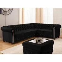 S-Style Möbel Ecksofa Chesterfield mit Schlaffunktion Cleo Blink Samt mit Kristallsteppung, mit Wellenfederung