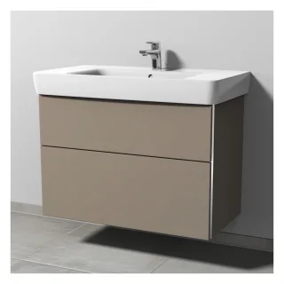 Sanipa 3way Waschtischunterbau zu Geberit Renova Plan Waschtisch mit 2 Auszügen, Sandgrau-Matt BS88067