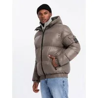 OMBRE Winterjacke Herren-Pufferjacke mit gerippten Abschlüssen