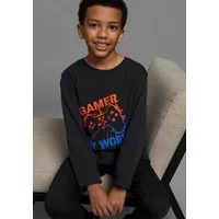 KIDSWORLD Langarmshirt GAMER AT WORK langärmlig, aus Baumwolle, aus Jerseystoff