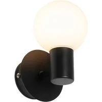 Qazqa Wandleuchte Cederic, ohne Leuchtmittel, Warmweiß, QAZQA Wand­leuchte, g9, Schwarz, Glas, Modern