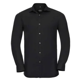 Russell Collection - "Ultimate" Formelles Hemd für Herren Langärmlig (Schwarz)
