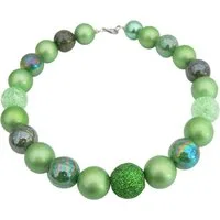 traumschmuck Perlenkette 247q Halskette Perlenmix 19/20mm grüntöne dunkelgrün Strass, handgefertigt, Made in Germany