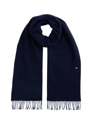 Tommy Hilfiger - Fischgrät-Fransenschal aus reiner Wolle blau - Gr. - OS