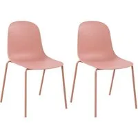 TPFLiving Esszimmerstuhl hochwertiger Besucherstuhl in modernem Design (Küchenstuhl - Esstischstuhl - Wohnzimmerstuhl - Polsterstuhl, 2 St), Gestell: Metall pink - Sitzfläche: pink