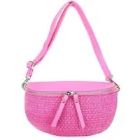 ITALYSHOP24 Bauchtasche Damen Basttasche Schultertasche CrossBody CrossOver Umhängetasche, als Bodybag Brusttasche Hüfttasche Gürteltasche Sommer Tasche