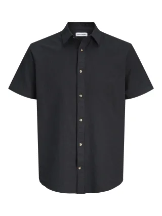 JACK&JONES - JJESUMMER LINEN BLEND SHIRT S/S SN Black - Gr. - S