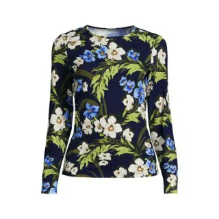 Schnelltrocknendes UPF 50 Sonnenschutz-Badeshirt in Lang-Größe, Damen,  Blau, Nylon-Mischung, by Lands' End