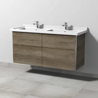 Sanipa 3way Waschtischunterbau zu Duravit Starck 3 Waschtisch mit 4 Auszügen, Eiche-Nebraska BR71337