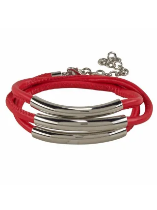 Steuer Modeschmuck Armband Kunstleder rot Karabiner