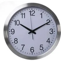 PEREL Wanduhr Perel Funkwanduhr, DCF77, rund, analog, 40 cm, Aluminium, Silber
