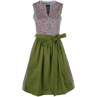 Ramona Lippert Dirndl Clarissa Damen hochgeschlossen 2-teilig grau geblümt Rocklänge 60 cm