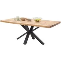 ELFO Esstisch Esstisch Spyder Eiche Massiv durchg. Lamelle 200x100cm Metallgestell, Maße: ca. B 200 x T 100 x H 76 cm