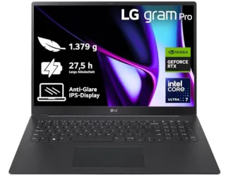 LG gram Pro 17 [17'' Core Ultra 7 155H 14GHz 32GB RAM 2TB SSD NVIDIA GeForce RTX 3050 Win 11 Pro] schwarz