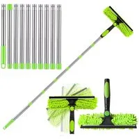 ibettertec Fensterreiniger Fensterreiniger 2in1 Fensterputzer mit Teleskopstange Fensterabzieher, Fensterreinigungsset mit 2 Wischmopps für Bad, Fenster, Glas