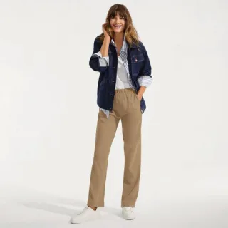 Straight Fit Freizeithose SPORT KNIT, Damen,  Beige, Baumwolle, by Lands' End
