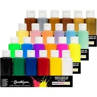 Greenpoint Acrylfarbe Acrylfarben Set 24x70 ml hochpigmentiert wasserbasiert vegan, 24 Farben, vegan, wasserbasiert, hochpigmentiert,Neon Pastell Metallic