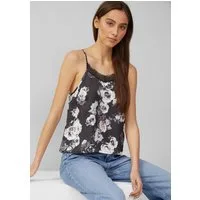 QS Blusentop Bluse Top mit All-over-Print und Spitze am Ausschnitt