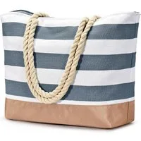 LuxusKollektion Strandtasche Strandtasche mit Reißverschluss Groß Damen Shopper Badetasche Prime