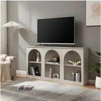en.casa Sideboard, »Trorhun« mit 6 offenen Fächern 160 x 30 x 80 cm Grau