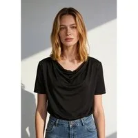 MORE&MORE T-Shirt feminines Shirt mit Wasserfall-Ausschnitt
