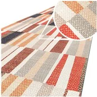 ANRO Küchenläufer Hochwertig GreenLine Flurläufer Teppichläufer Textil, Eckig, Bodenläufer 100x52cm Line Patchwork Beige Grau pflegeleicht