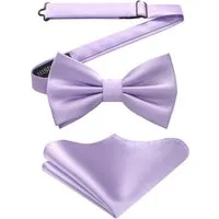 LuxusKollektion Krawatte Fliege Einstecktuch Herren einfarbig einstellbar Hochzeit H Flieder 1