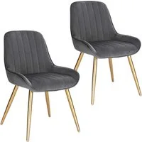 EUGAD Esszimmerstuhl (2 St), Retro, Sitzfläche aus Samt, mit Metallbeine