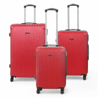 Hartschalen-Reisekoffer aus rotem ABS mit 8 Rädern