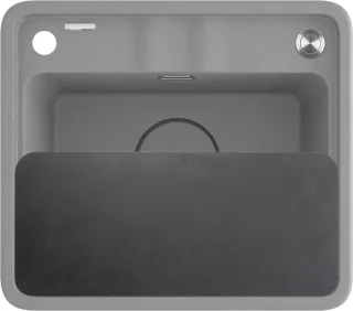 Neuesbad 1-Becken Granitspüle 440X500X229, Grau Metallic, mit SPACE SAVER NB1DEZKMS1031