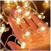 Montegoni LED Stripe Sakura LED Lichterkette 3m 20 LEDs Kirschblüten warmweiß Batterie, Batterie Sakura LED Lichterkette, flexibel, warmweiß 3m Deko
