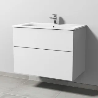 Sanipa 3way Waschtischunterbau zu Geberit Renova Plan Slim Waschtisch mit 2 Auszügen, Weiß-Soft SM68743