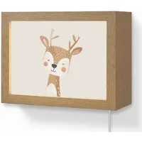 OnlyWow Wandleuchte Lightbox Hirsche - Waldtiere - Beige - Mädchen, Dimmbar, Farbwechsel, LED, Warmweiß, Kaltweiß, Neutralweiß Einstellbar, Wandlampe Innen, Dimmbar, mit Kabel, LED, Modern, Kinder