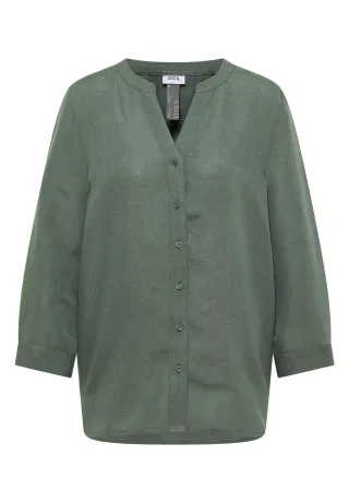 CECIL - Bluse mit Split Neck aus Leinenmix just khaki - Gr. - S